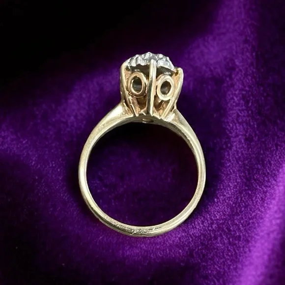 Antique 10k Gold Topaz Cluster Ring Size 4.5 - Picture 6 of 11